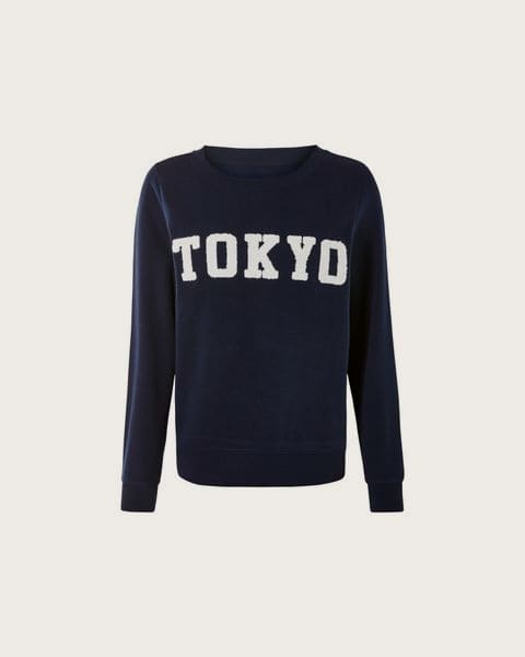 ESMARA® Dámsky teplákový pulóver, s froté potlačou. (navy modrá, XS (32/34))