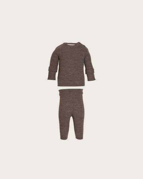 LUPILU® Pletená súprava pre bábätká s merino vlnou Premium, 2-dielna (hnedá, 86/92)