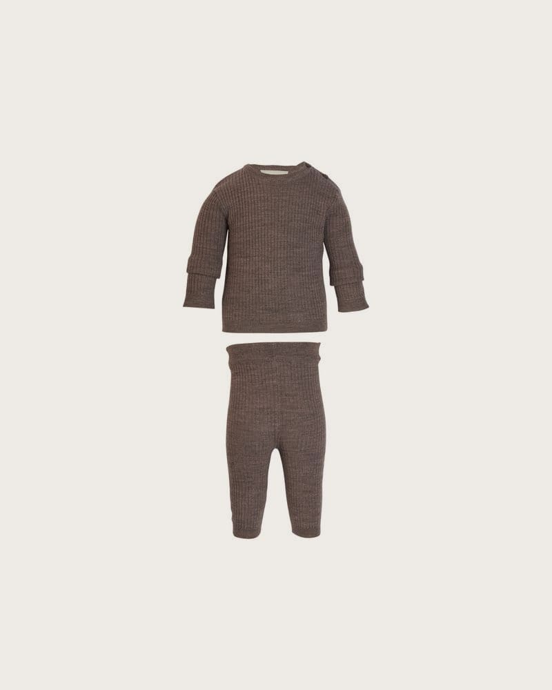 LUPILU® Pletená súprava pre bábätká s merino vlnou Premium, 2-dielna (hnedá, 86/92)