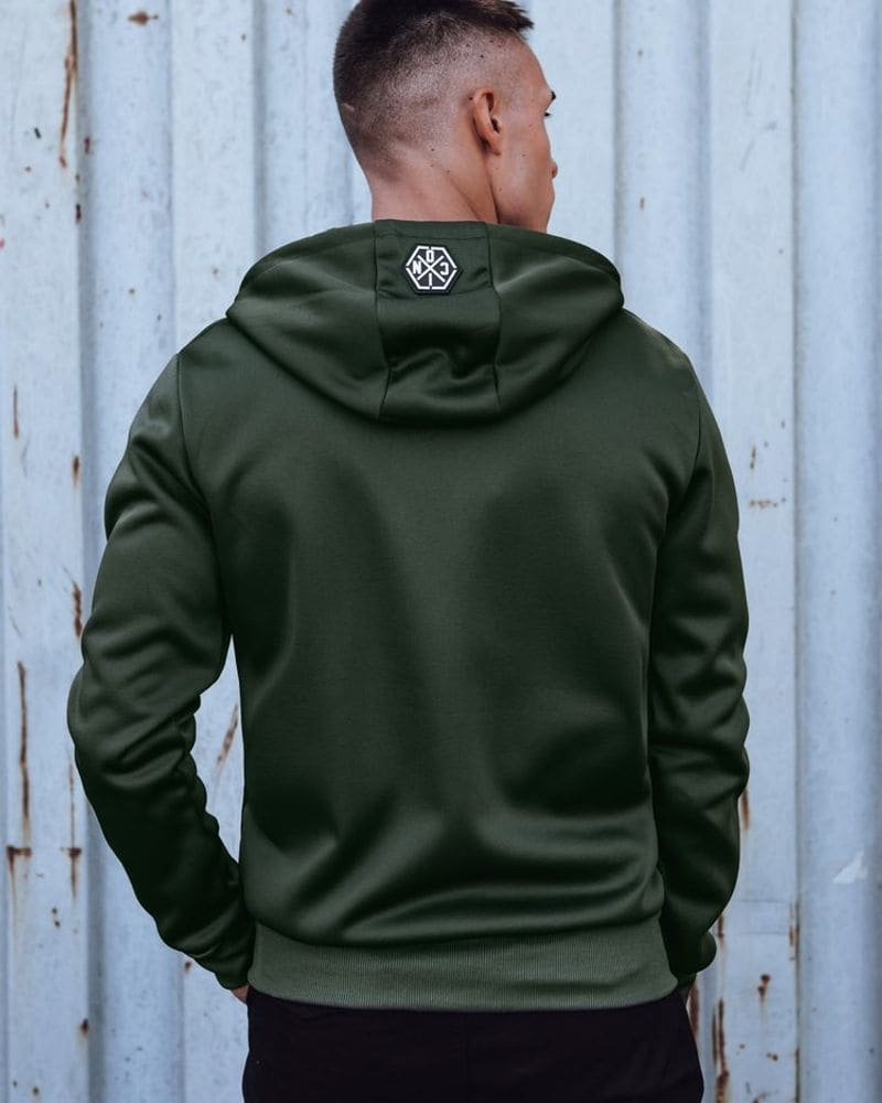 Originálna zelená mikina s potlačou ICON na zips – fotka 2