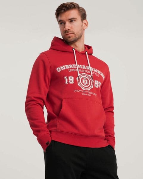 Mikina s kapucňou pre mužov červená