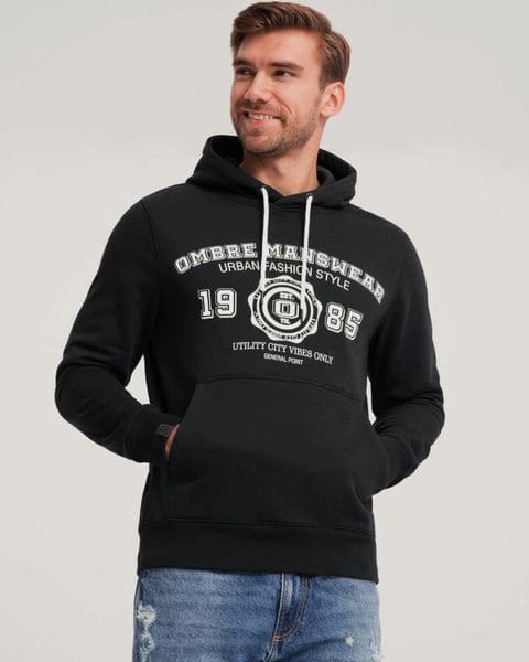Mikina s kapucňou pre mužov čierna