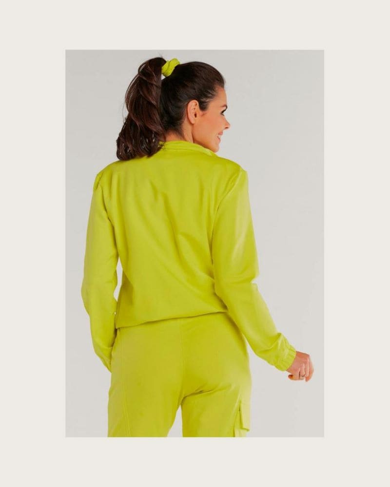 Dámske voľné mikiny na zips v limetkovej farbe – fotka 2