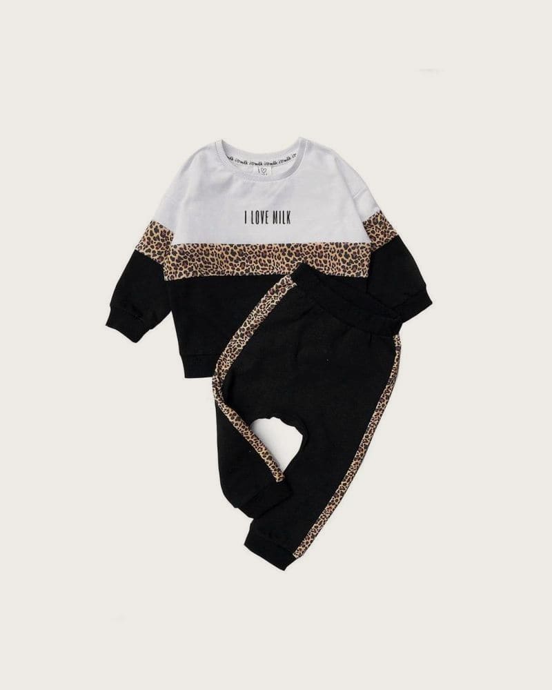 Tepláky I LOVE MILK s leopardím vzorom – fotka 3