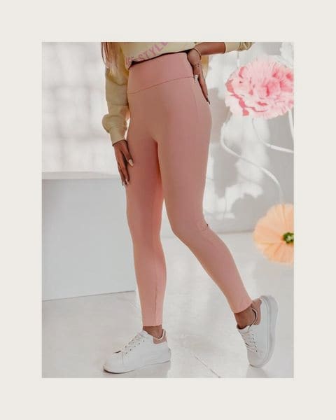 Dámske ružové legíny s vysokým pásom