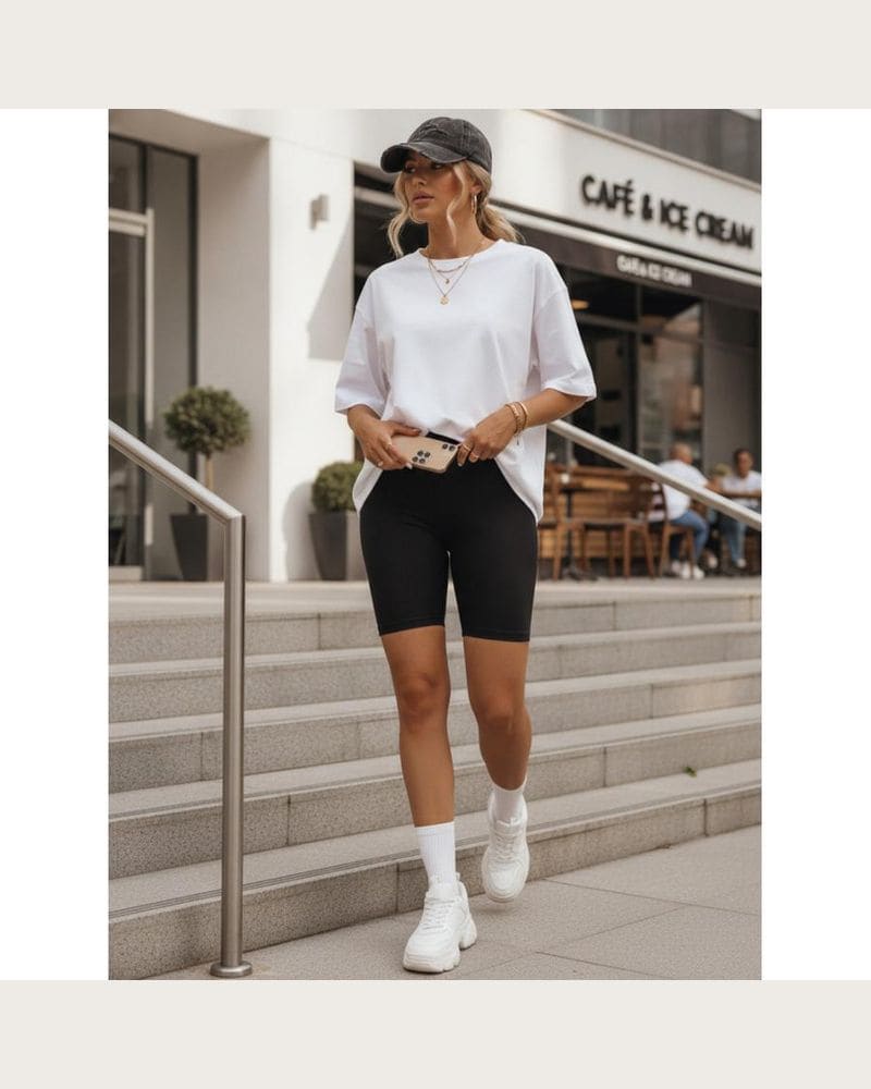 Dámske čierne rebrované cyklistické šortky – fotka 4