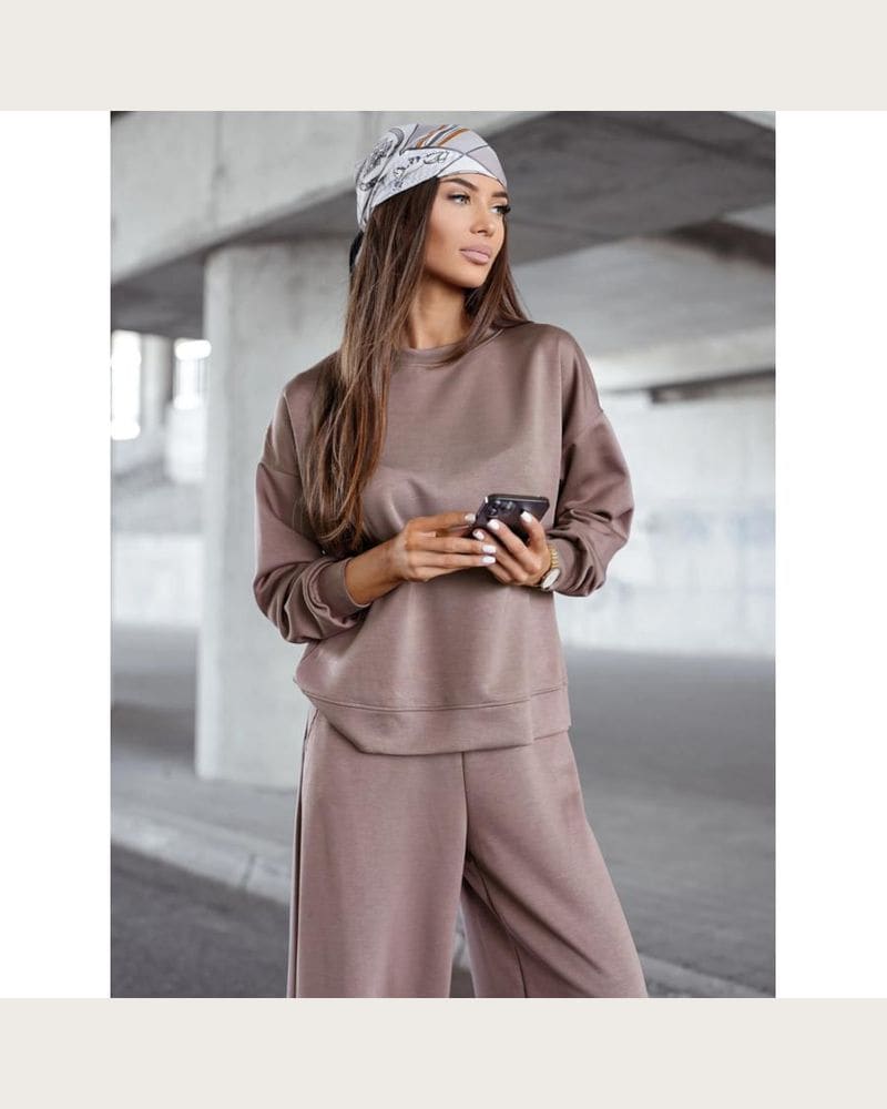 Béžová dámska oversize súprava – fotka 2