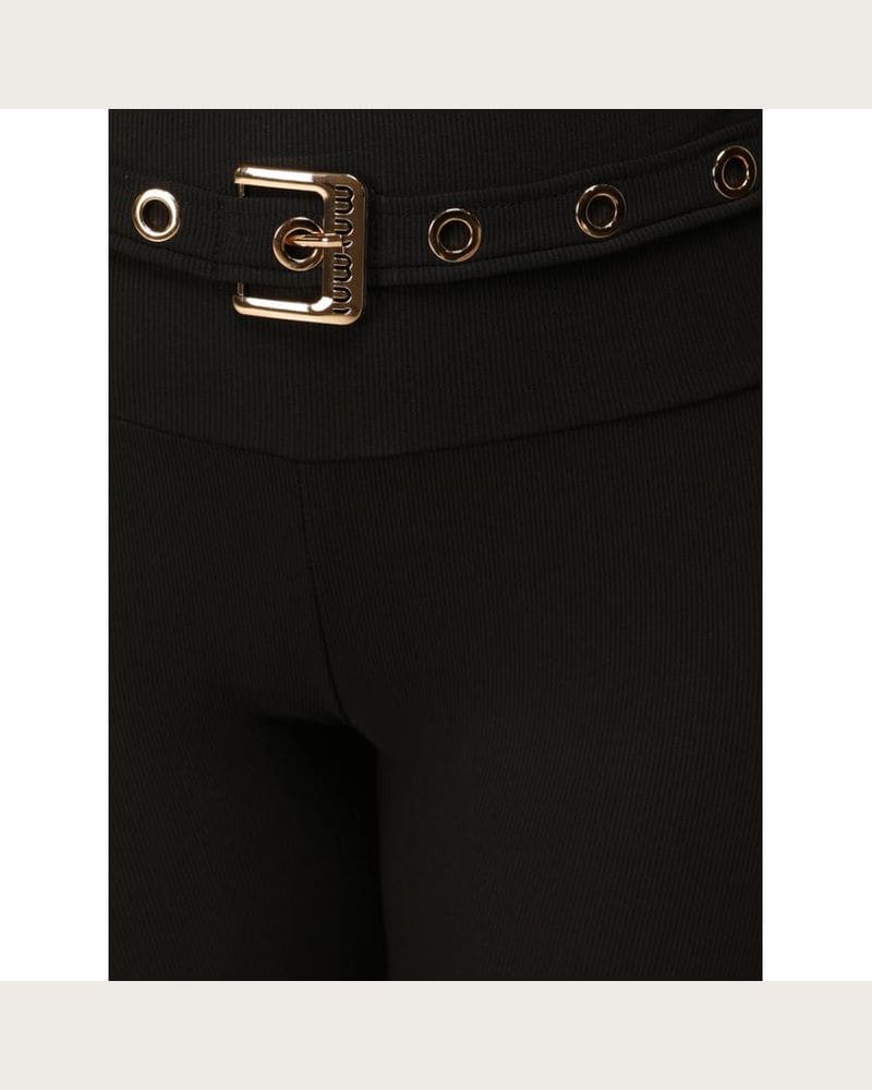 Rebrované čierne legíny s opaskom – fotka 5