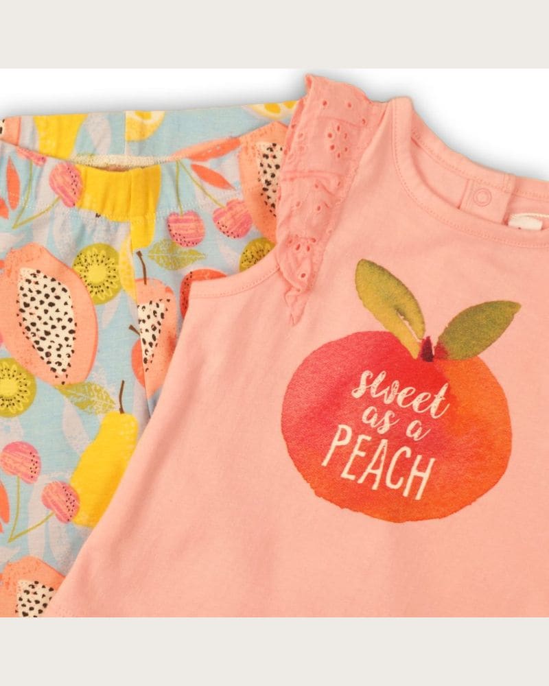 Dojčenský set dievčenský - tričko a nohavice, Minoti, Fruits 4, ružová – fotka 3