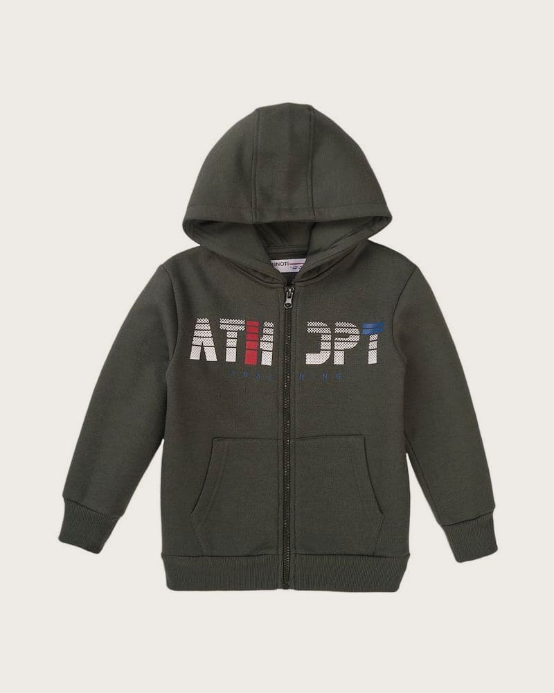 Chlapčenská mikina s kapucňou, Minoti, 7BZTHRU 6, khaki