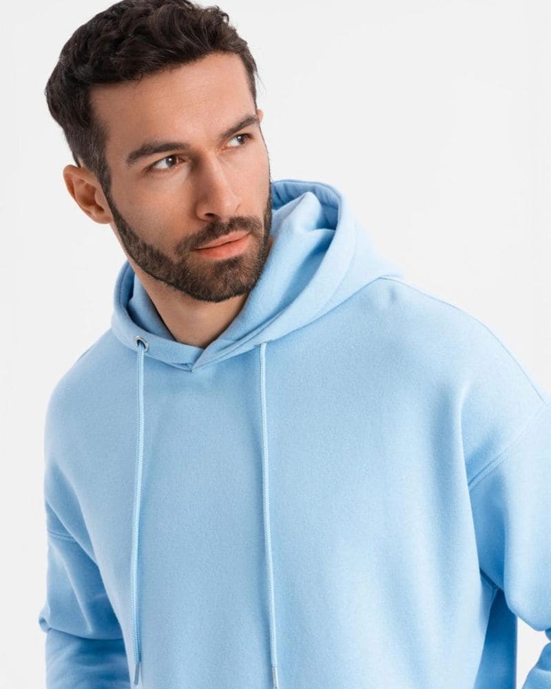 Pastelová modrá unisex mikina – fotka 3