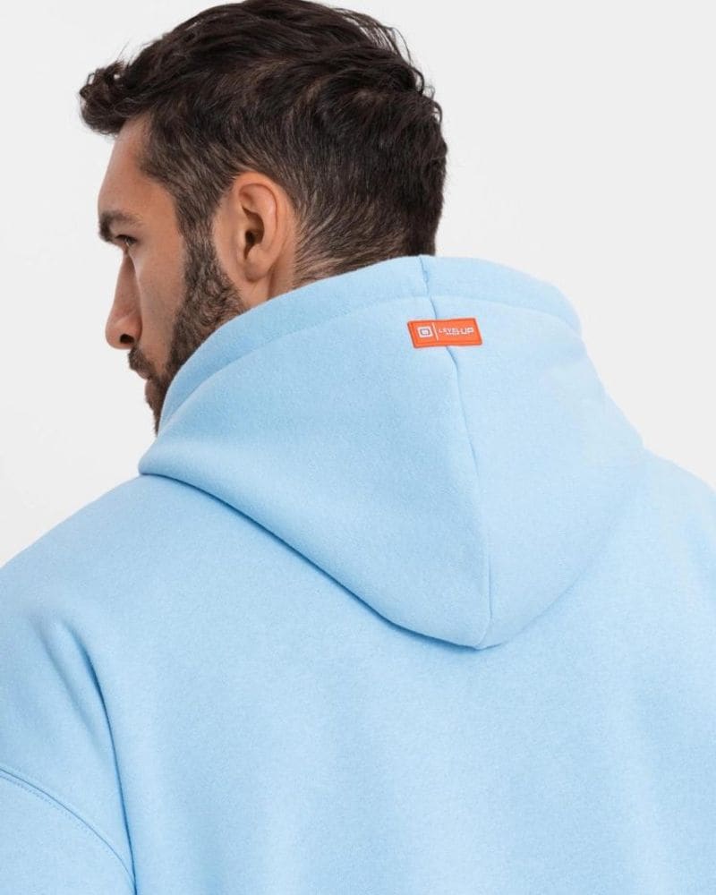 Pastelová modrá unisex mikina – fotka 4