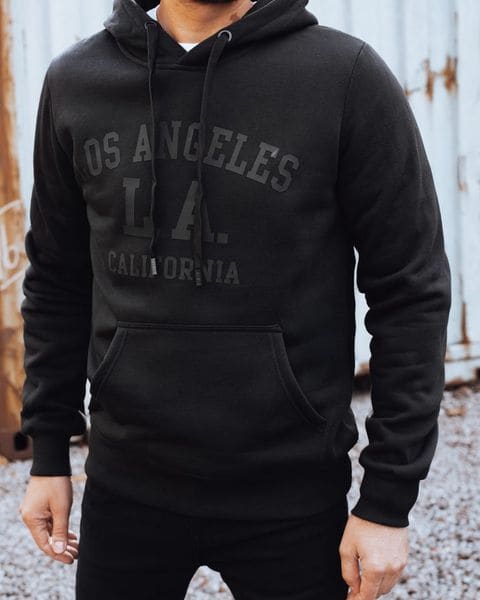 Čierna pánska mikina s nápisom Los Angeles