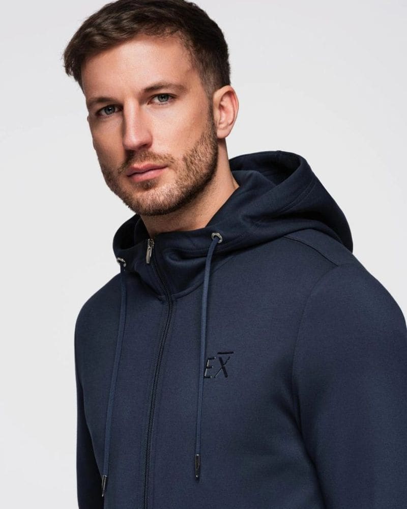Pánska tmavomodrá mikina na zips – fotka 3