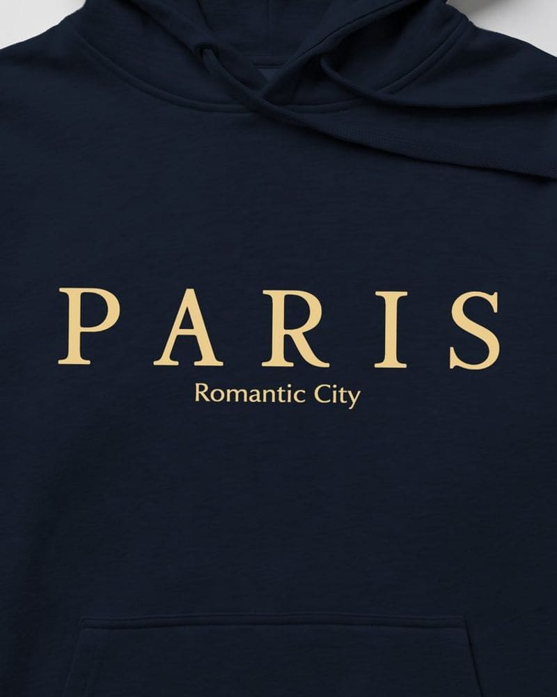 Granátová mikina s kapucňou a s nápisom mesta Paris – fotka 4