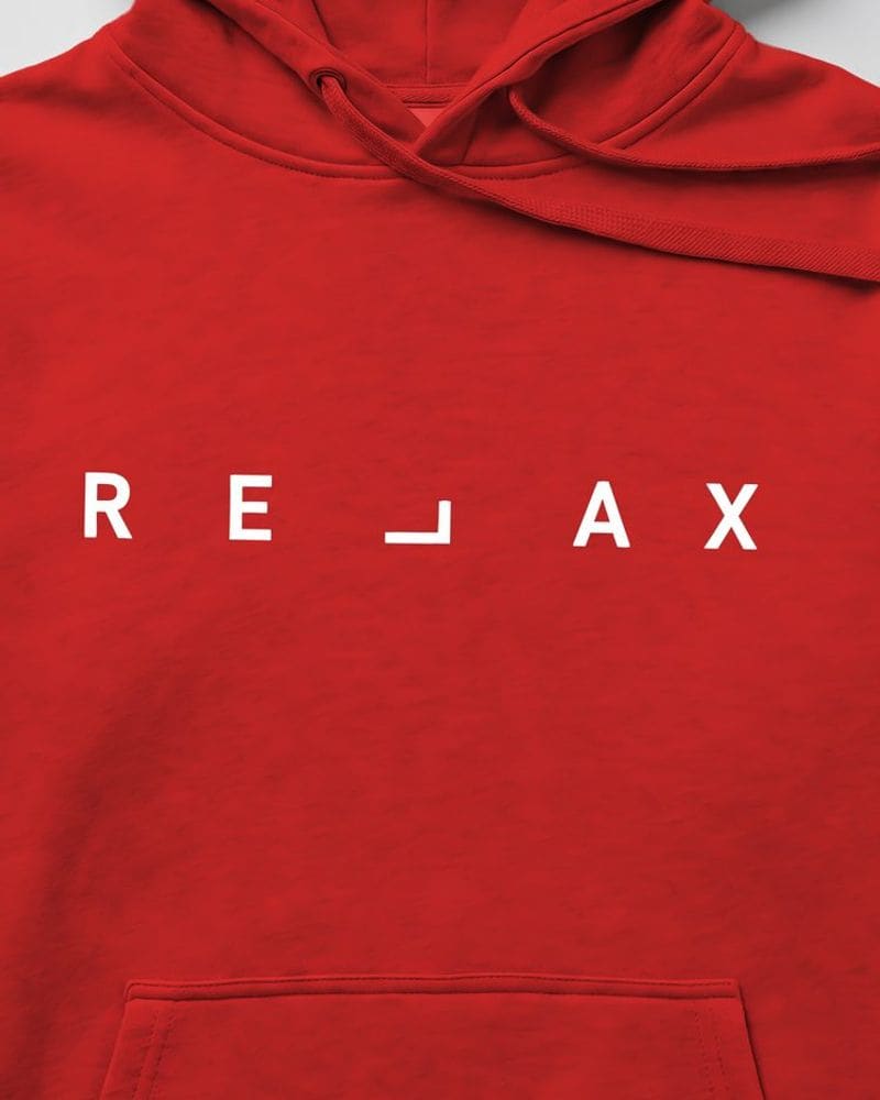 Atraktívna červená mikina s nápisom RELAX – fotka 3