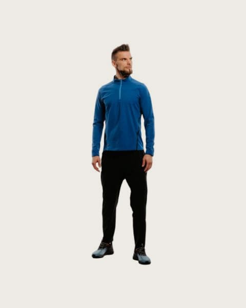 Pánska bežecká mikina s 1 2 zipsom ANTA LS Tee-852215403-3-22_Q1-Titanium Blue