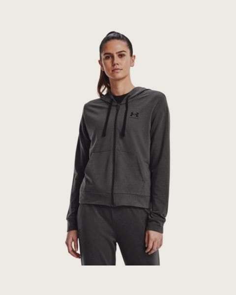 Dámska mikina so zipsom UNDER ARMOUR Rival Terry FZ Hoodie-GRY