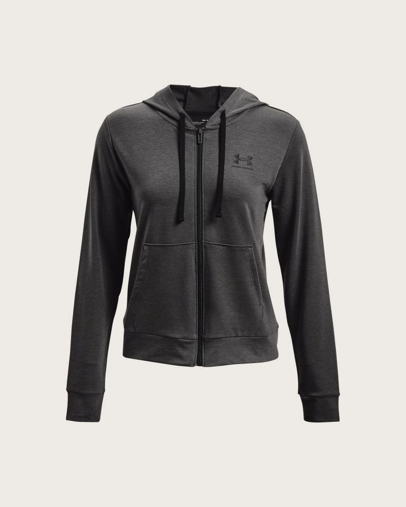 Dámska mikina so zipsom UNDER ARMOUR Rival Terry FZ Hoodie-GRY – fotka 3