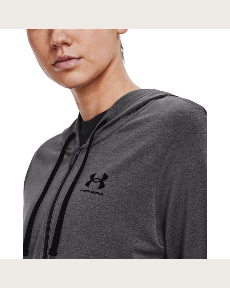 Dámska mikina so zipsom UNDER ARMOUR Rival Terry FZ Hoodie-GRY – fotka 5