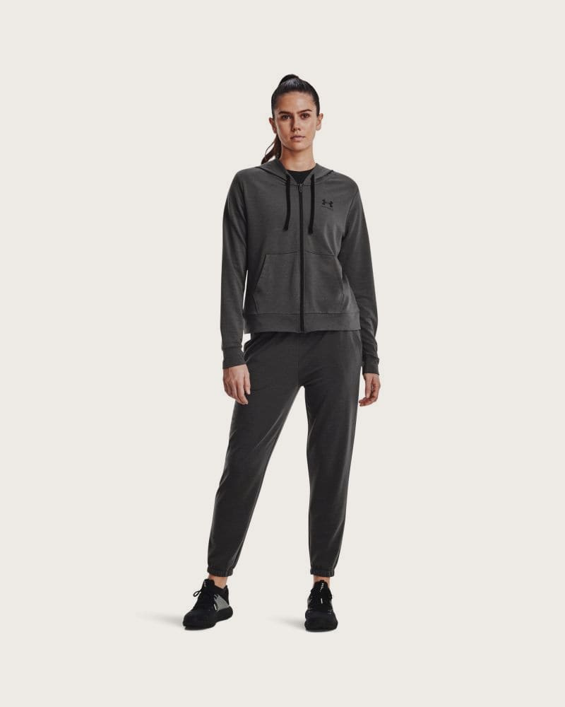 Dámska mikina so zipsom UNDER ARMOUR Rival Terry FZ Hoodie-GRY – fotka 6