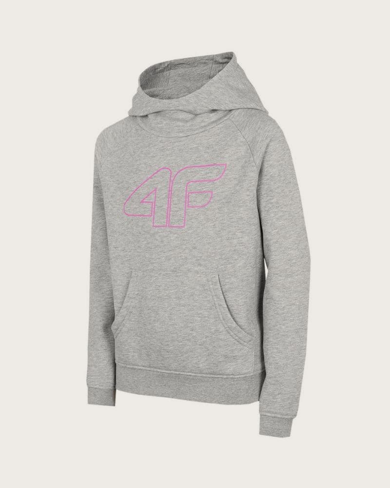 Dievčenská mikina s kapucňou 4F JUNIOR GIRLS SWEATSHIRT JBLD002-25M-GREY MELANGE – fotka 2