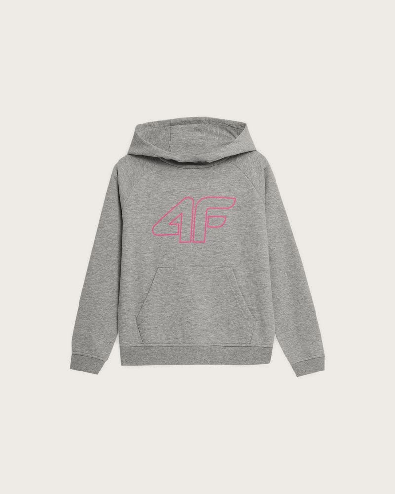 Dievčenská mikina s kapucňou 4F JUNIOR GIRLS SWEATSHIRT JBLD002-25M-GREY MELANGE – fotka 4
