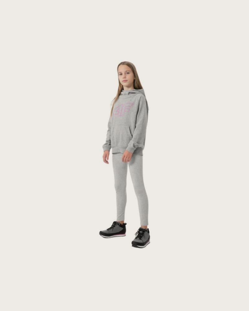 Dievčenská mikina s kapucňou 4F JUNIOR GIRLS SWEATSHIRT JBLD002-25M-GREY MELANGE – fotka 6