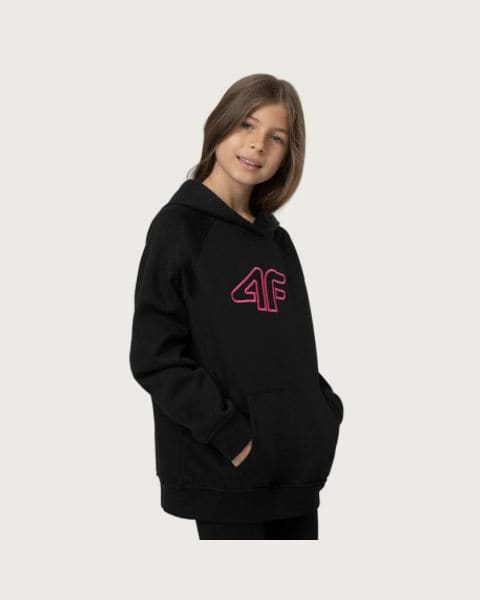 Dievčenská mikina s kapucňou 4F JUNIOR SWEATSHIRT F217-20S-DEEP BLACK