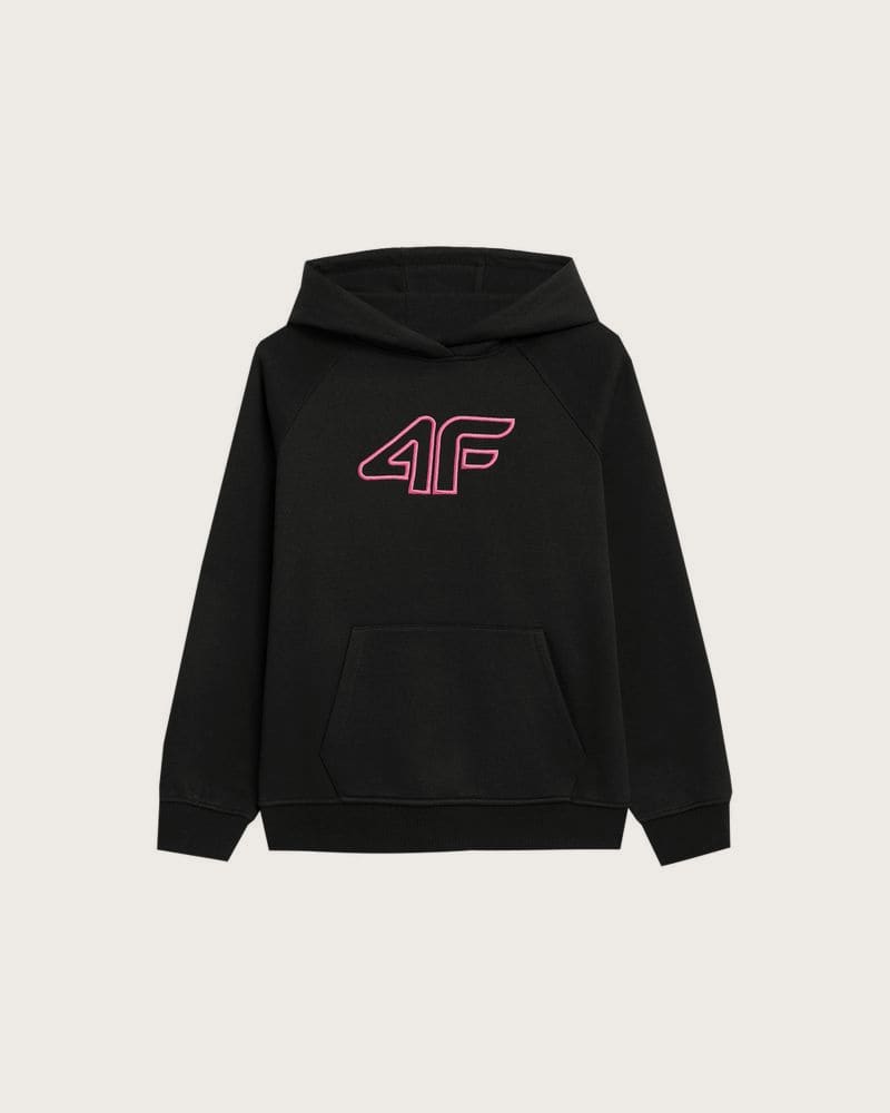 Dievčenská mikina s kapucňou 4F JUNIOR SWEATSHIRT F217-20S-DEEP BLACK – fotka 2