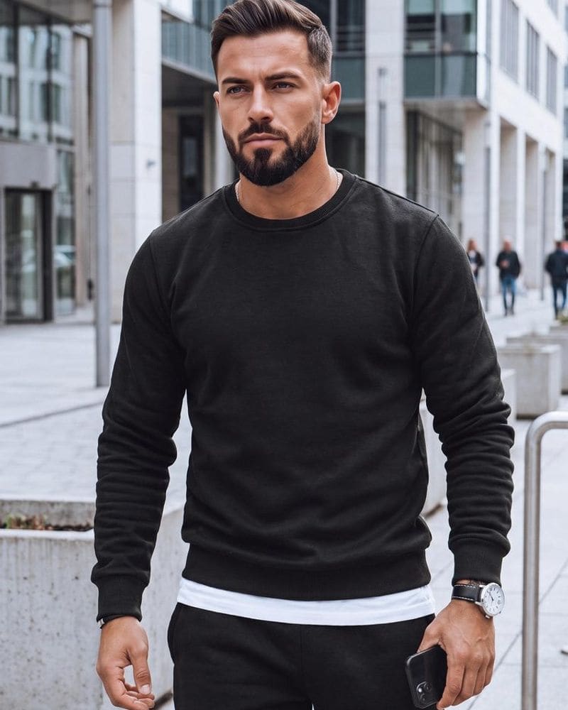 Trendy pánska tepláková súprava v čiernej farbe – fotka 2