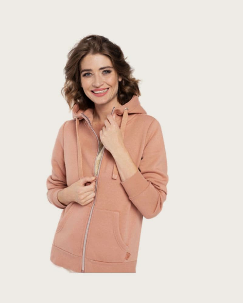 Dámska zateplená mikina so zipsom VOLCANO B-DAFNE-101-BEIGE