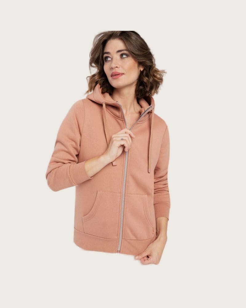 Dámska zateplená mikina so zipsom VOLCANO B-DAFNE-101-BEIGE – fotka 2