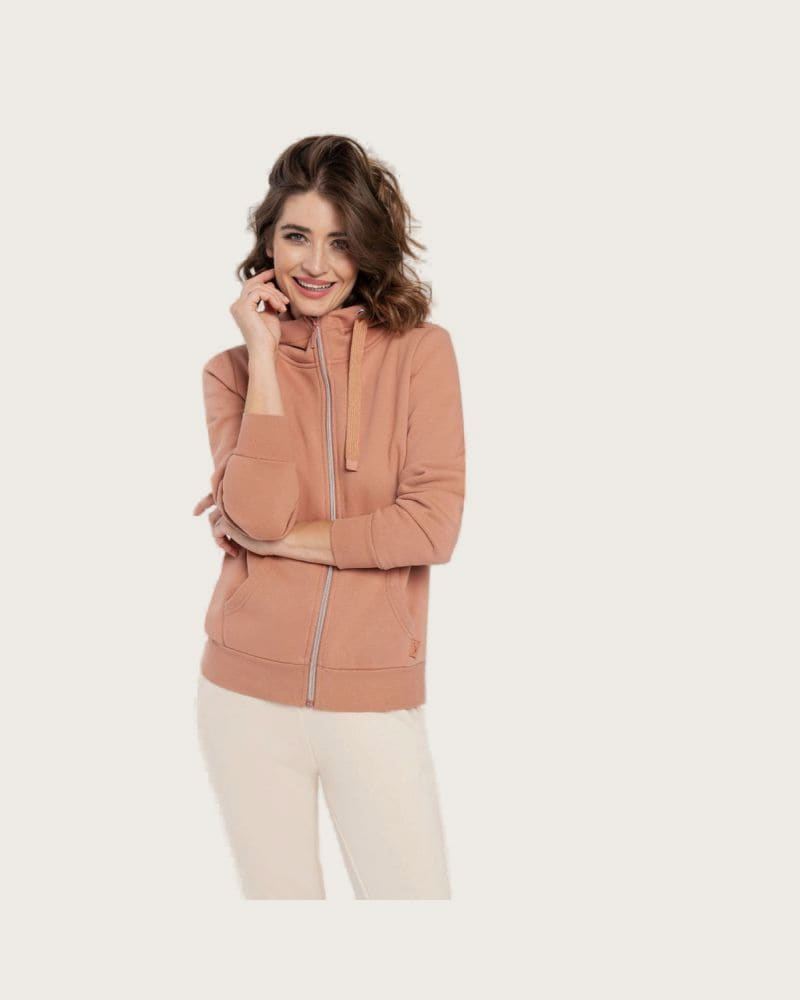 Dámska zateplená mikina so zipsom VOLCANO B-DAFNE-101-BEIGE – fotka 3