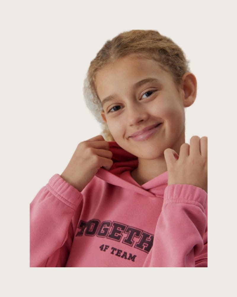 Dievčenská mikina s kapucňou 4F JUNIOR SWEATSHIRT-JAW23TSWSF639-54S-PINK