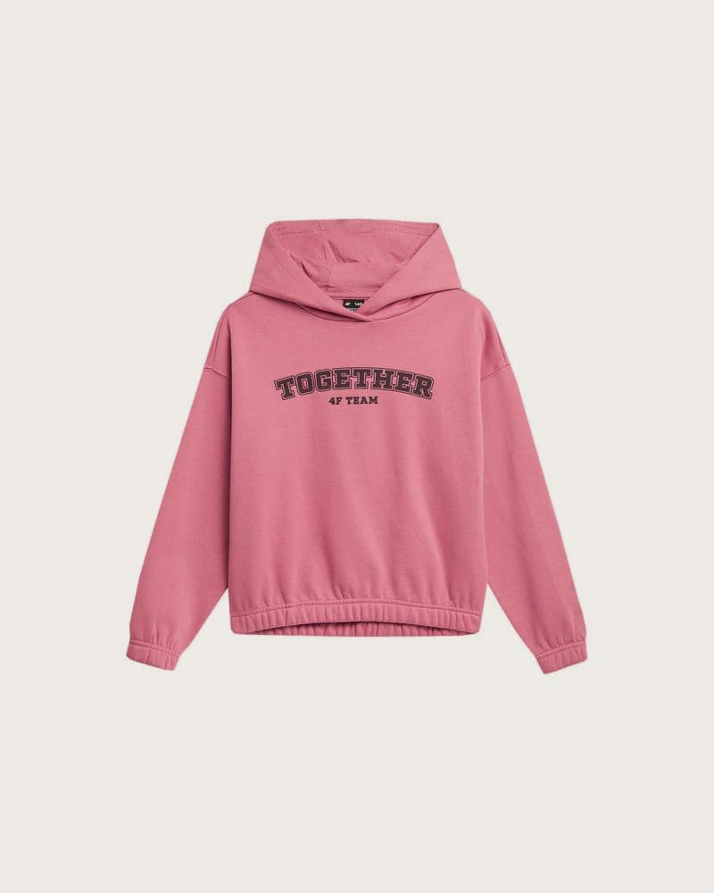 Dievčenská mikina s kapucňou 4F JUNIOR SWEATSHIRT-JAW23TSWSF639-54S-PINK – fotka 4