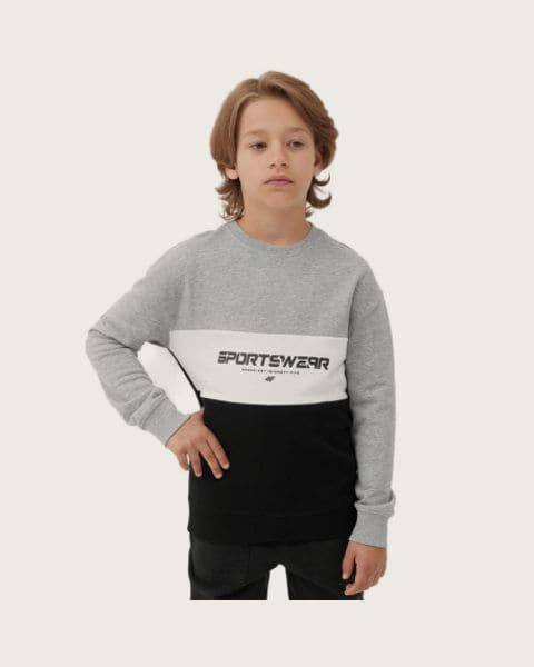 Chlapčenská mikina 4F JUNIOR SWEATSHIRT-JAW23TSWSM630-27M-COLD LIGHT GREY MELANGE