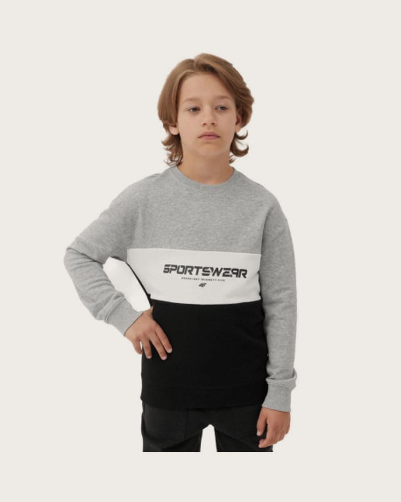 Chlapčenská mikina 4F JUNIOR SWEATSHIRT-JAW23TSWSM630-27M-COLD LIGHT GREY MELANGE