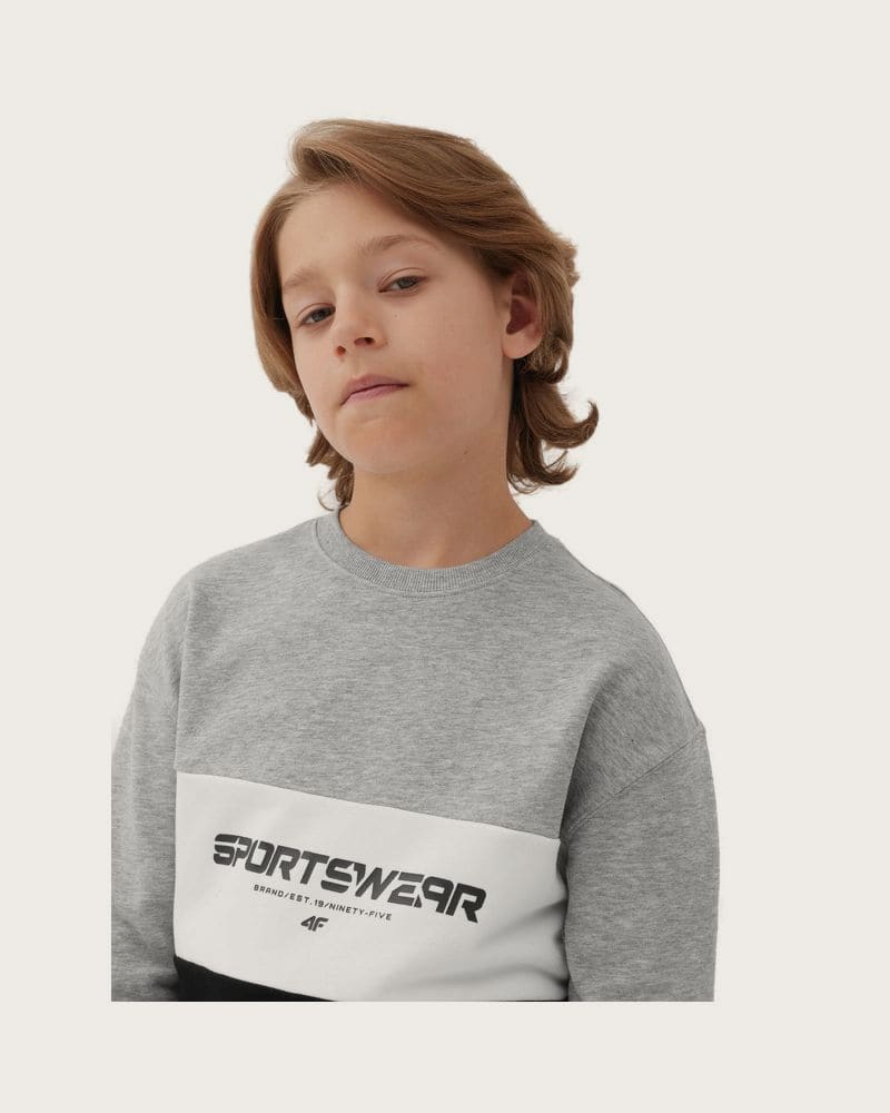 Chlapčenská mikina 4F JUNIOR SWEATSHIRT-JAW23TSWSM630-27M-COLD LIGHT GREY MELANGE – fotka 2