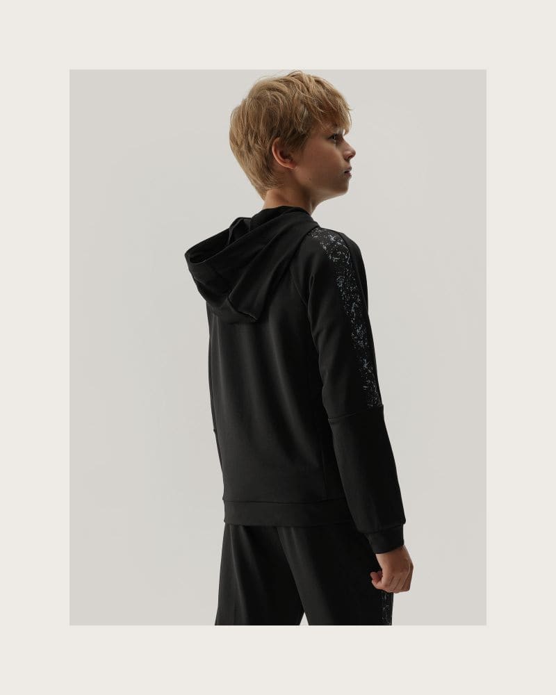 Chlapčenská zateplená tréningová mikina so zipsom 4F JUNIOR SWEATSHIRT FNK-JAW23TFSWM205-20S-DEEP BLACK – fotka 3