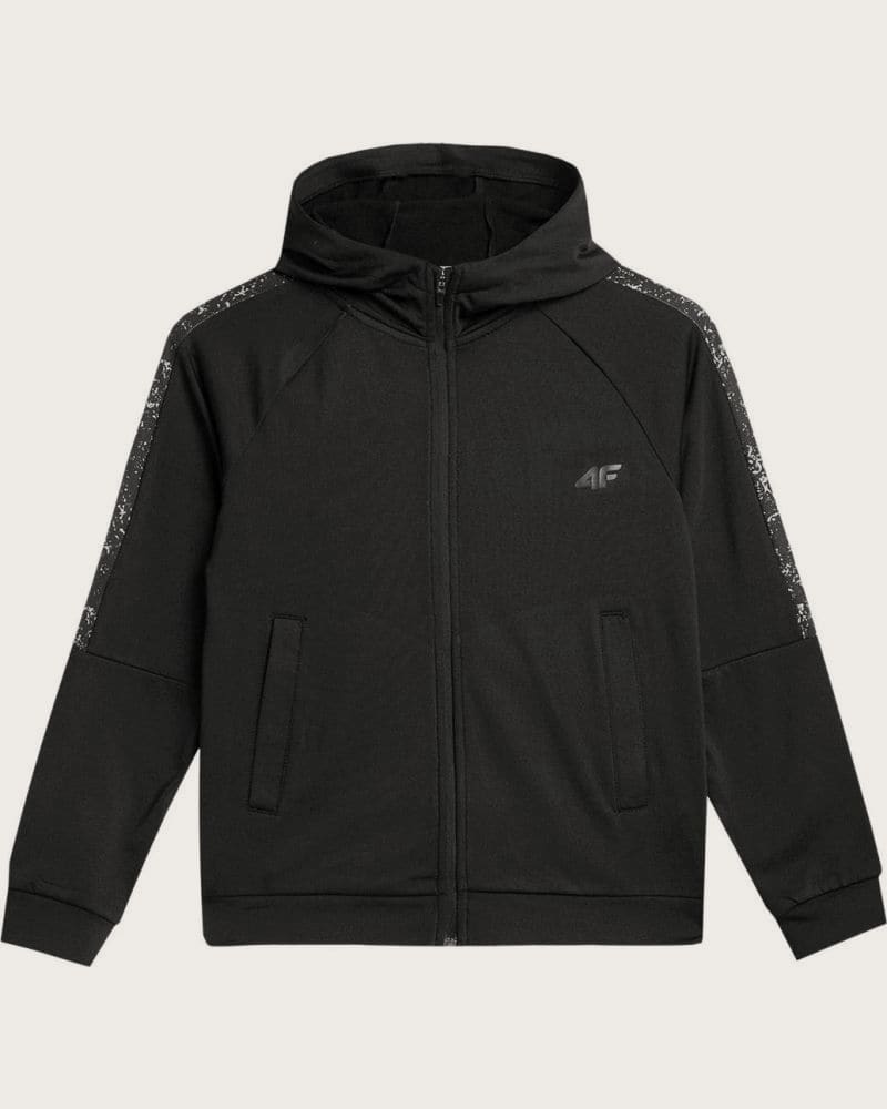 Chlapčenská zateplená tréningová mikina so zipsom 4F JUNIOR SWEATSHIRT FNK-JAW23TFSWM205-20S-DEEP BLACK – fotka 6