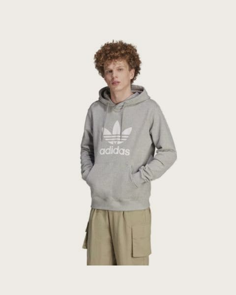 Pánska mikina s kapucňou ADIDAS ORIGINALS TREFOIL HOODY-IM4490-medium grey heather