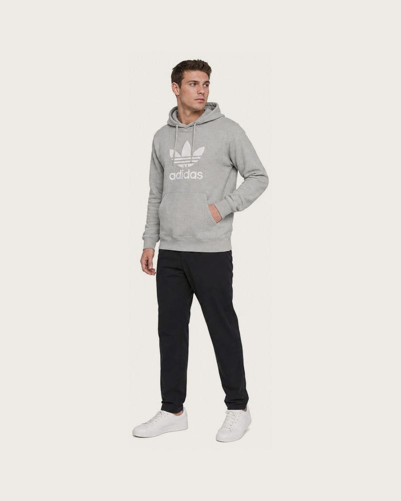 Pánska mikina s kapucňou ADIDAS ORIGINALS TREFOIL HOODY-IM4490-medium grey heather – fotka 2