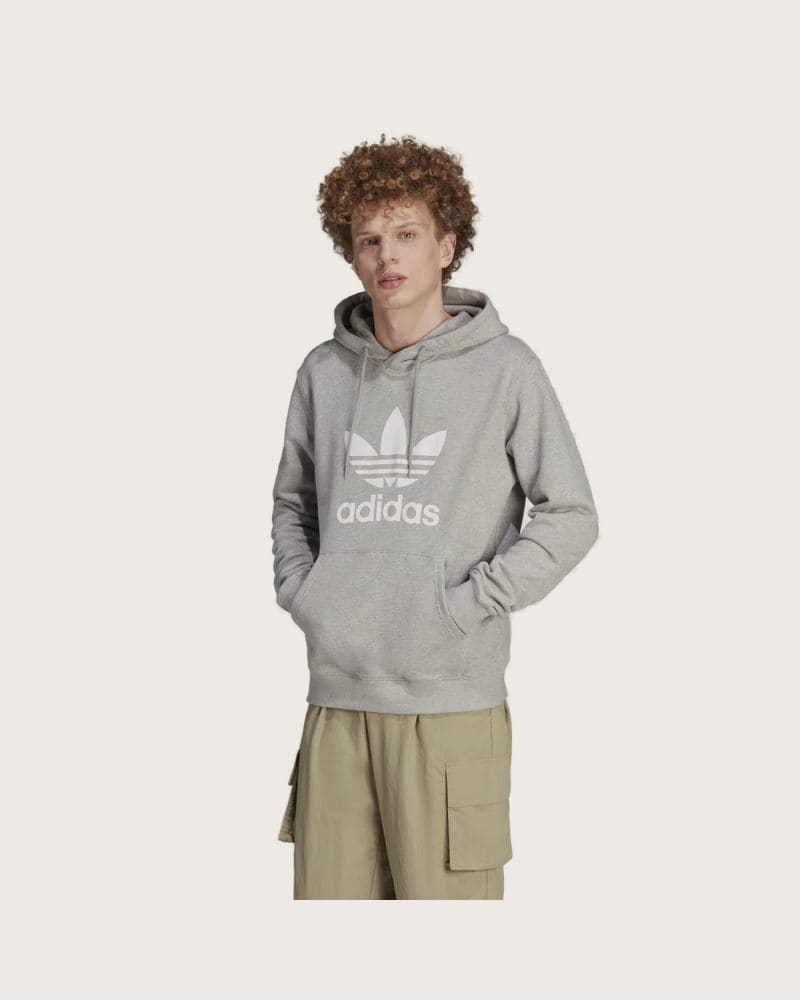 Pánska mikina s kapucňou ADIDAS ORIGINALS TREFOIL HOODY-IM4490-medium grey heather – fotka 3