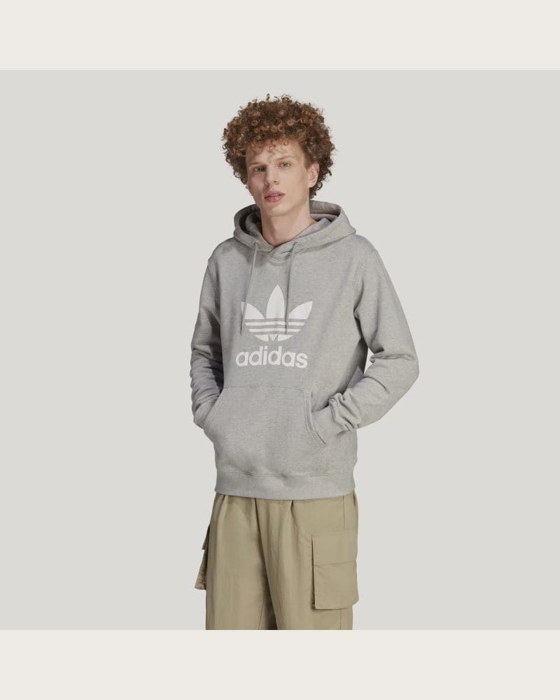 Pánska mikina s kapucňou ADIDAS ORIGINALS TREFOIL HOODY-IM4490-medium grey heather – fotka 4