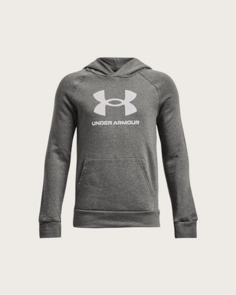 Chlapčenská zateplená mikina s kapucňou UNDER ARMOUR UA Rival Fleece BL Hoodie-GRY