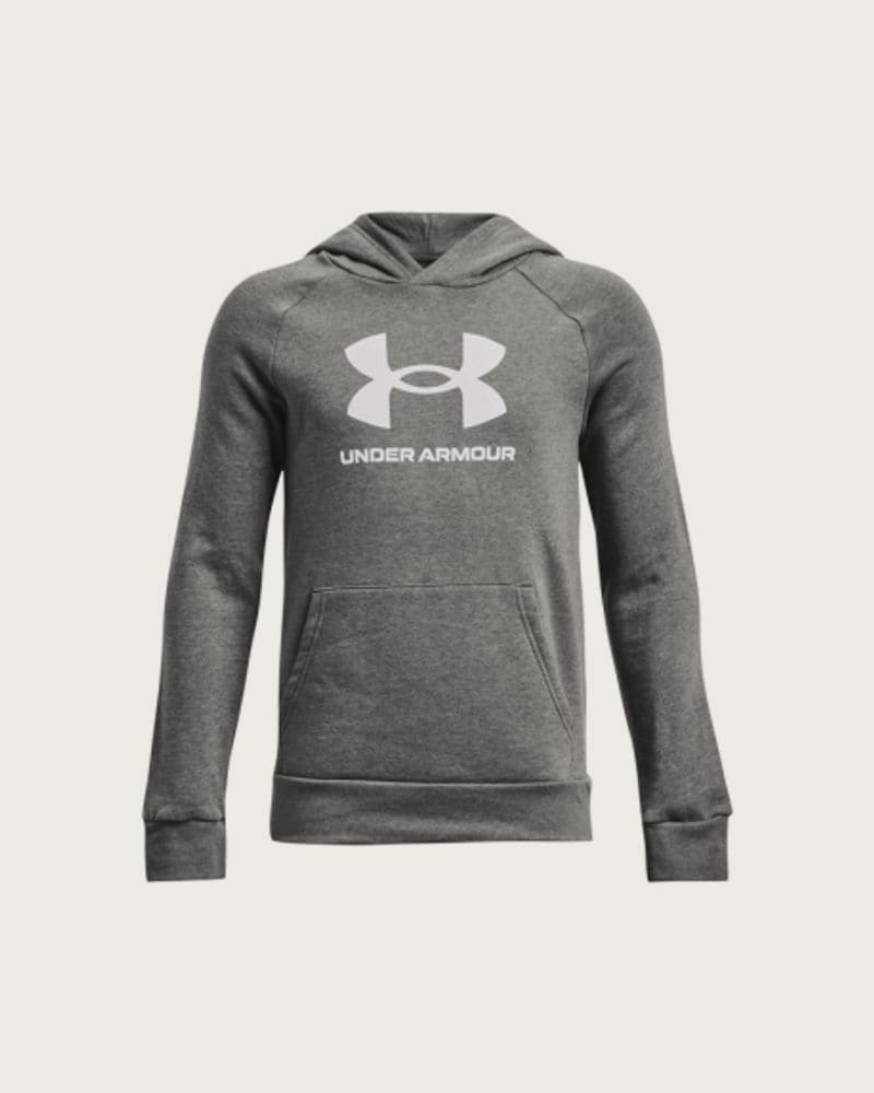 Chlapčenská zateplená mikina s kapucňou UNDER ARMOUR UA Rival Fleece BL Hoodie-GRY