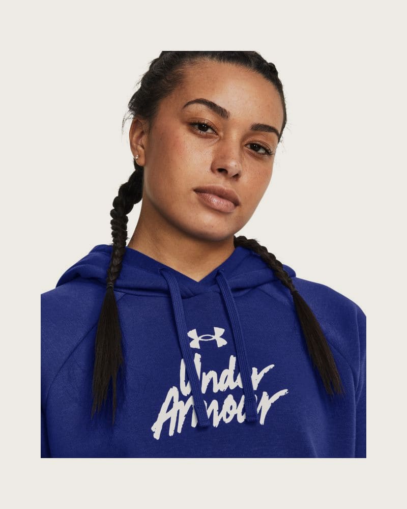 Dámska zateplená tréningová mikina s kapucňou UNDER ARMOUR UA Rival Fleece Graphic Hdy-Royal BLU – fotka 2