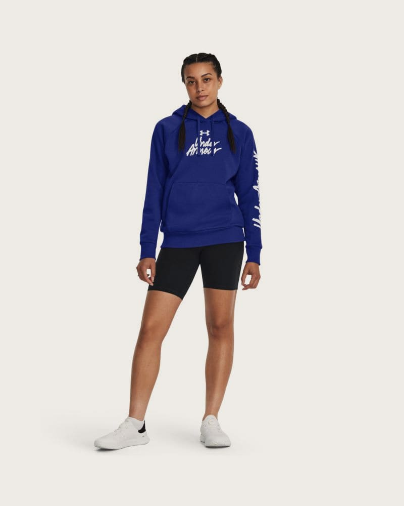 Dámska zateplená tréningová mikina s kapucňou UNDER ARMOUR UA Rival Fleece Graphic Hdy-Royal BLU – fotka 4